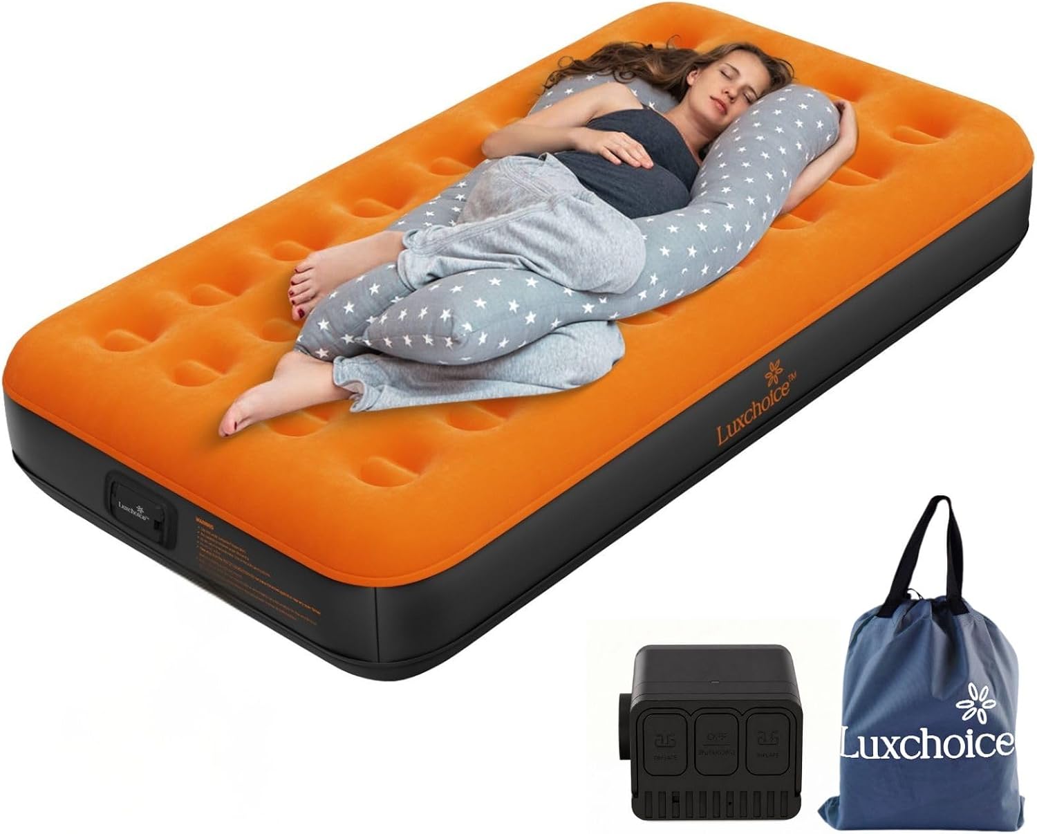 Outdoor Camping Inflatable Tent - Twin Air Mattress with Built-In Rechargeable