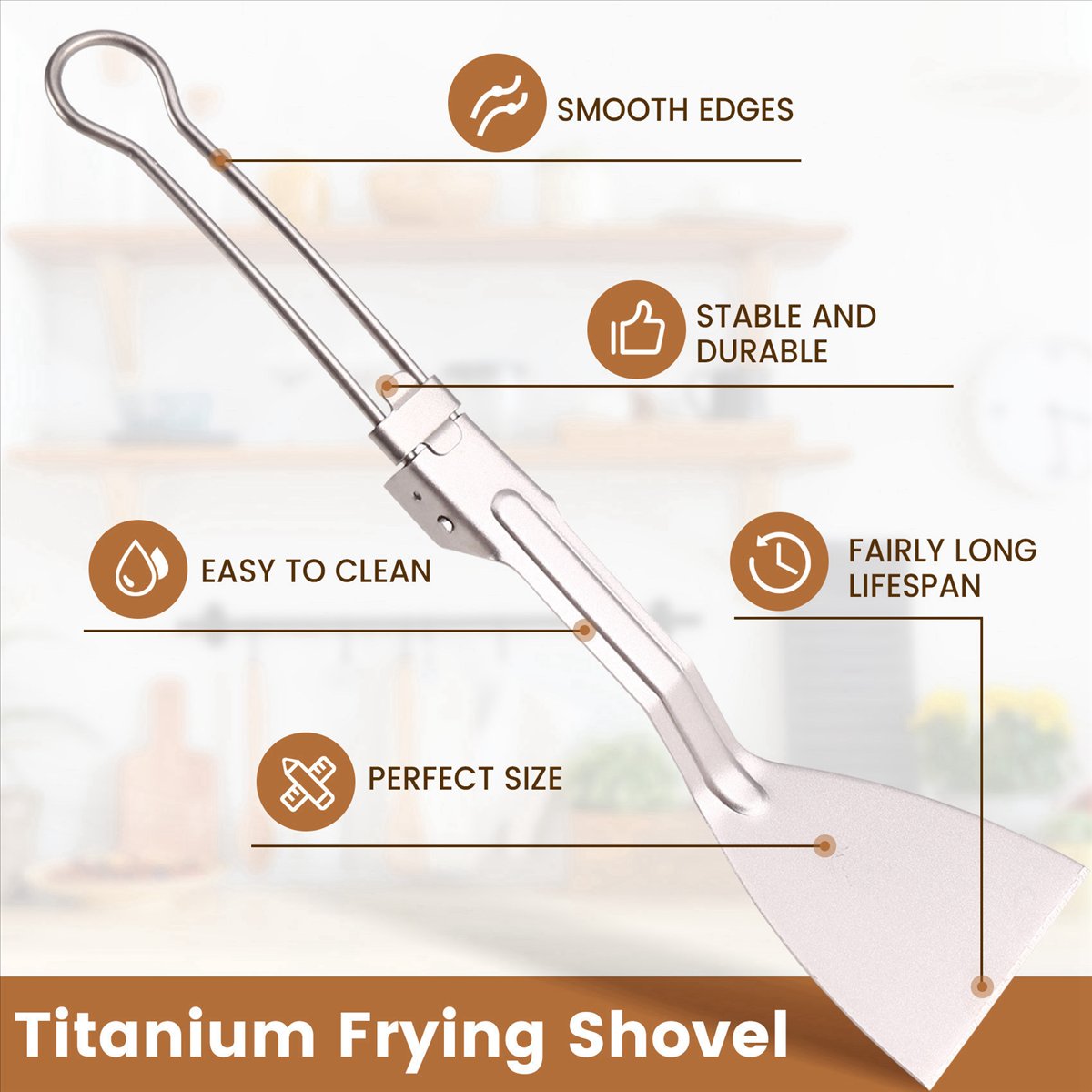 Kitchen Outdoor Camping - ABXY Camping Tableware Titanium Spatula Folding