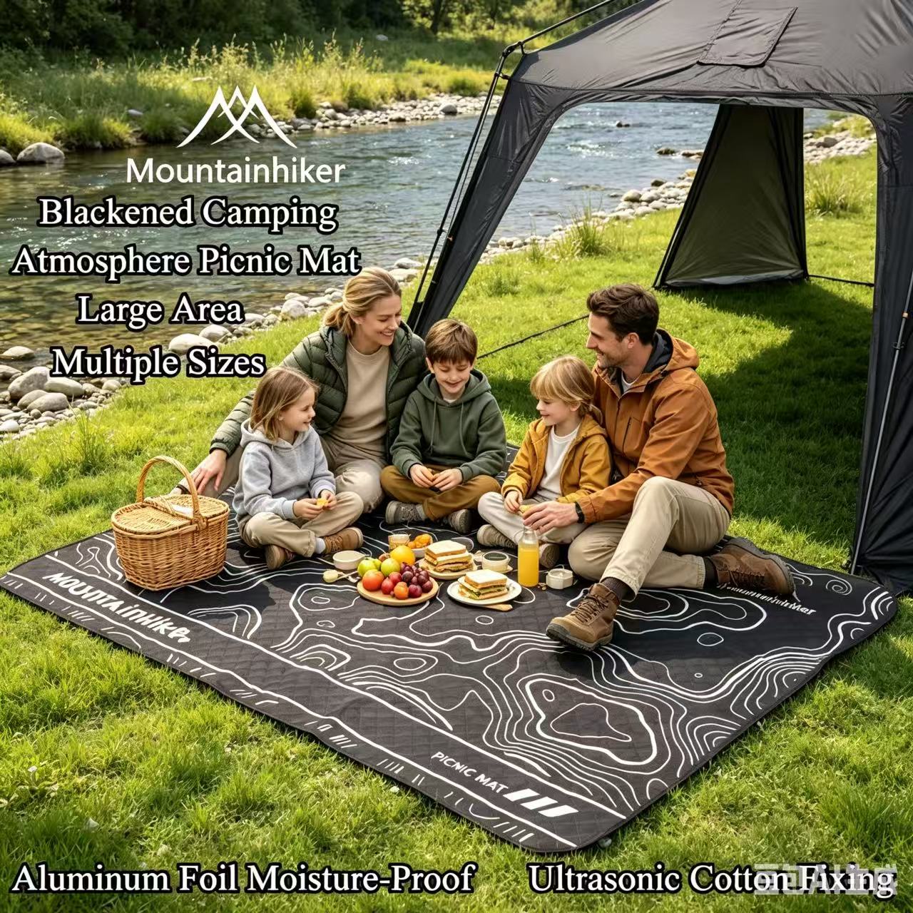 Outdoor Camping Floor Mat - MOUNTAINHIKER Blackened Picnic Mat Extra Large