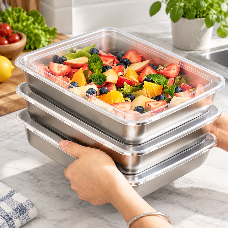 Kitchen Outdoor Camping - 3-Piece Stainless Steel Food Storage Containers