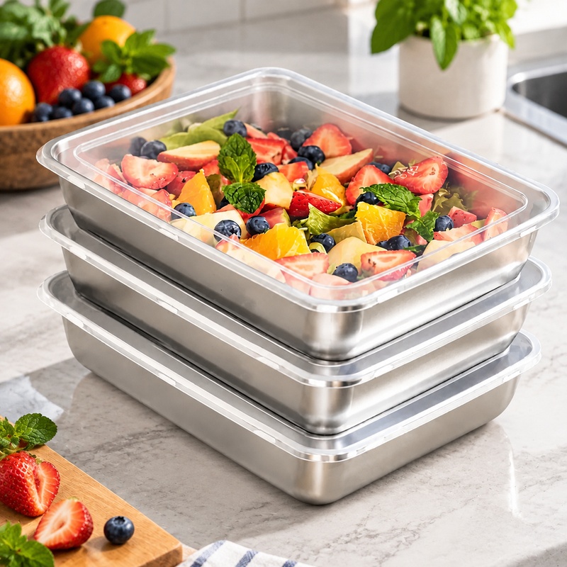 Kitchen Outdoor Camping - 3-Piece Stainless Steel Meal Containers with