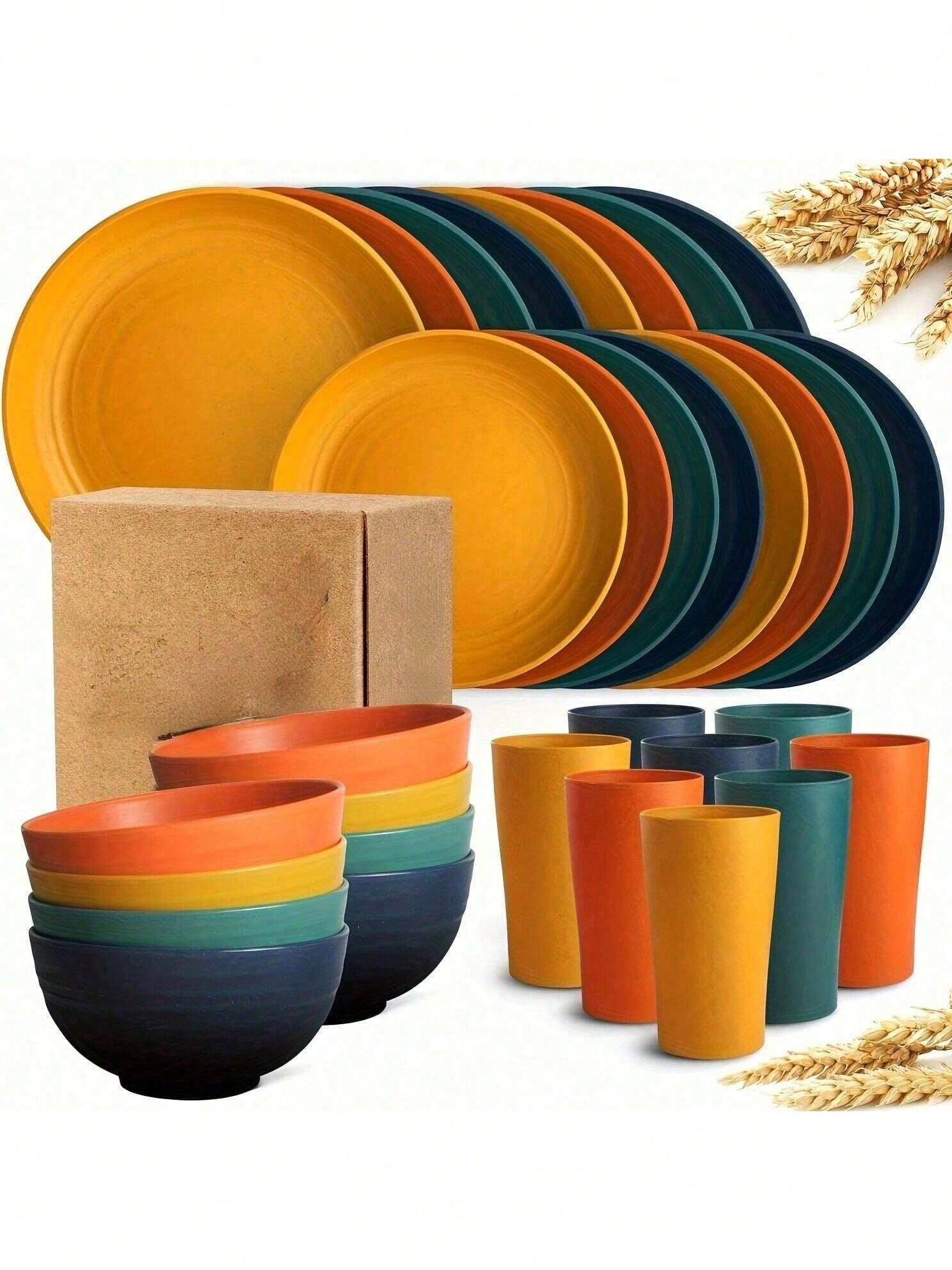 16 Piece Kitchen Wheat Straw D - Kitchen Outdoor Camping review and price